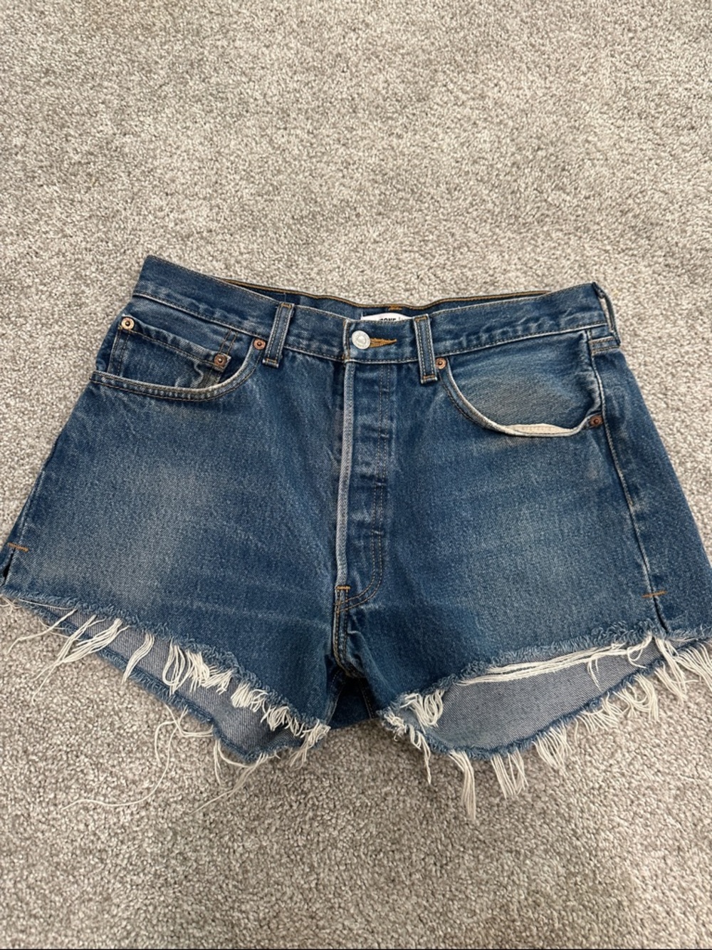 Re/Done Levi’s Dark Blue Cutoff Denim Shorts